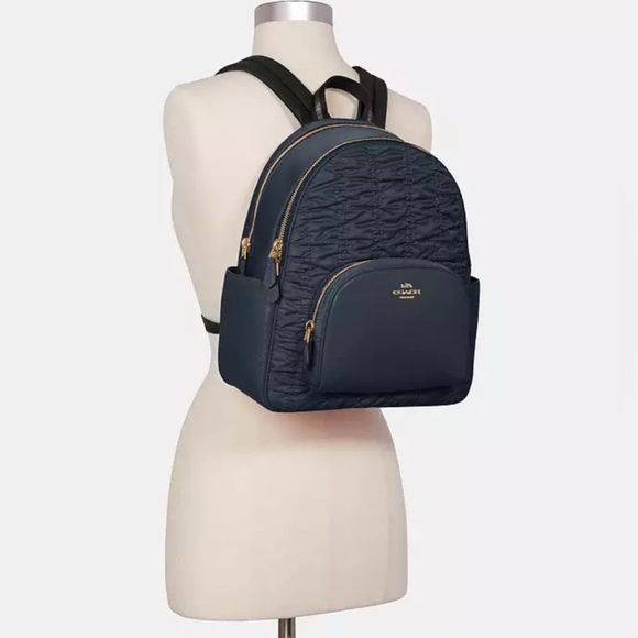 Coach Court Pebbled Leather Backpack With Ruching - Picture 3 of 11